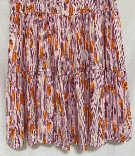 Lemlem Orange Pink Gold Printed Mini Tent Dress Ruffled V Neck - Small - Picture 3 of 20