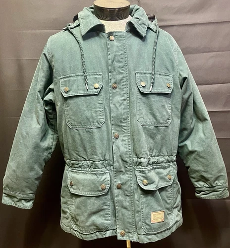 VETEMENTS Giacca tela CE Schmidt donna taglia grande verde scuro foderata in flanella con cappuccio