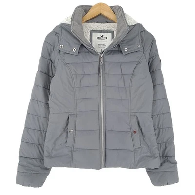 Hollister Pufferjacke Grau Kapuze Gesteppt Isoliert Winter Damen Ej1 Größe S - Bild 1 von 4