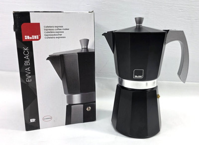 IBILI Evva Black Express Moka Pot 12 Cups 600 ml Cast Aluminium Induction Safe