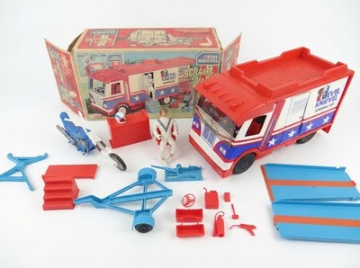 Evel Knievel Thrill Stunt Vintage Van Scamble Spielzeug Figur Ideal 1972 OVP