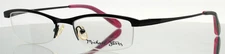 MICHAEL STARS Daring Black Womens Rectangle Half Rim Eyeglasses 52-17-133 B:26