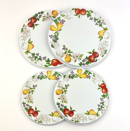 Vintage Fruit Pattern Electric Stove Range Metal Burner Covers Set of 4