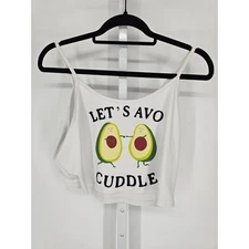 Lets Avo-Cuddle Womens Sz M Cropped Spaghetti Strap Sleep Shirt Avocado
