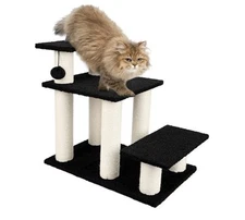 Vivifying Cat Stairs and Scratching Post, 3 Steps 19.5" Height Dog Stairs for