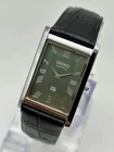 Vintage Seiko Men's Wrist Watch -Leather Strap Slim Profile -Roman Dial