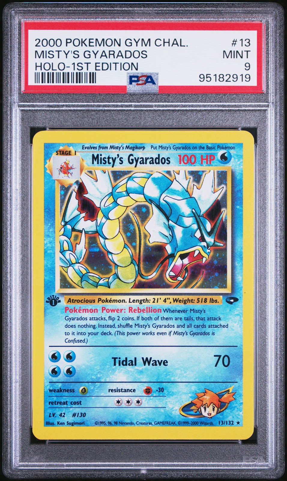 2000 POKEMON GYM CHALLENGE HOLO-1ST ED #13 MISTY'S GYARADOS PSA 9
