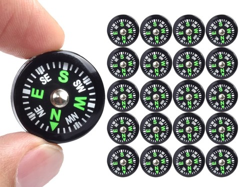 20 Pack Button Compass Mini Pocket Oil Filled for Kids 20mm, Black - 第 1/5 張圖片