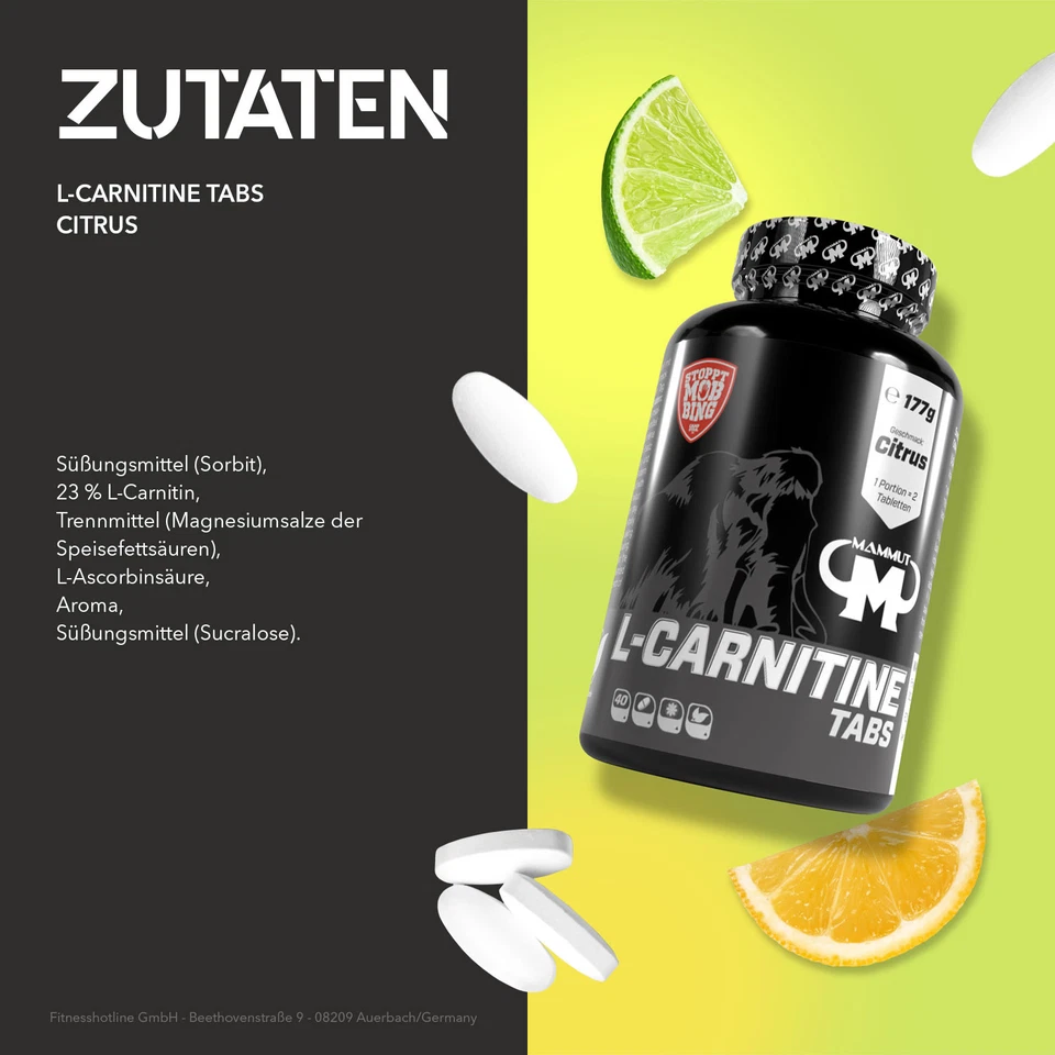 (EUR 76,65 / kg) Mammut L-Carnitine Tabs 80 Stück mit Vitamin C optimiert - Bild 3 von 4
