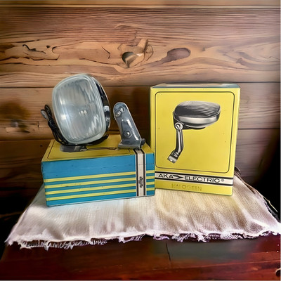 Vintage DDR Made AKA Electric FER Chrome Cover Bicycle Headlight 6V/2.4W Halogen