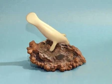 John Perry Manatee on Burl Wood Sculpture Ocean Marine Life Beach Decor Vintage