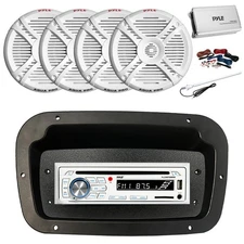 Pyle Marine CD Radio,Adapter,Spa Bezel, Ant,Amp,Kit, 4x 7.7" 280W White Speaker