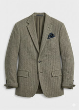 POLO RALPH LAUREN Sport Coat Taupe Herringbone Flannel Wool Blazer 42 R EU 52 