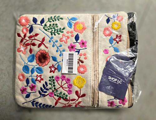 Shop LC Beige Floral Embroidered Zip Women's Shoulder Bag