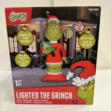 THE GRINCH-Dr SUESS-GIANT Airblown Infltable Lights Up Soft  Fuzzy 10 Ft New