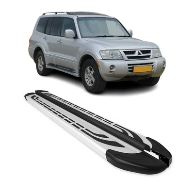 Marchepieds Latéraux pour Mitsubishi Pajero IV 2006-2021 Gris Aluminium 2Pcs - Photo 1/4