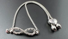 STERLING SILVER 925 1/20TCW ROUND CUT WHITE DIAMOND ADJUSTABLE INIFNITY BRACELET