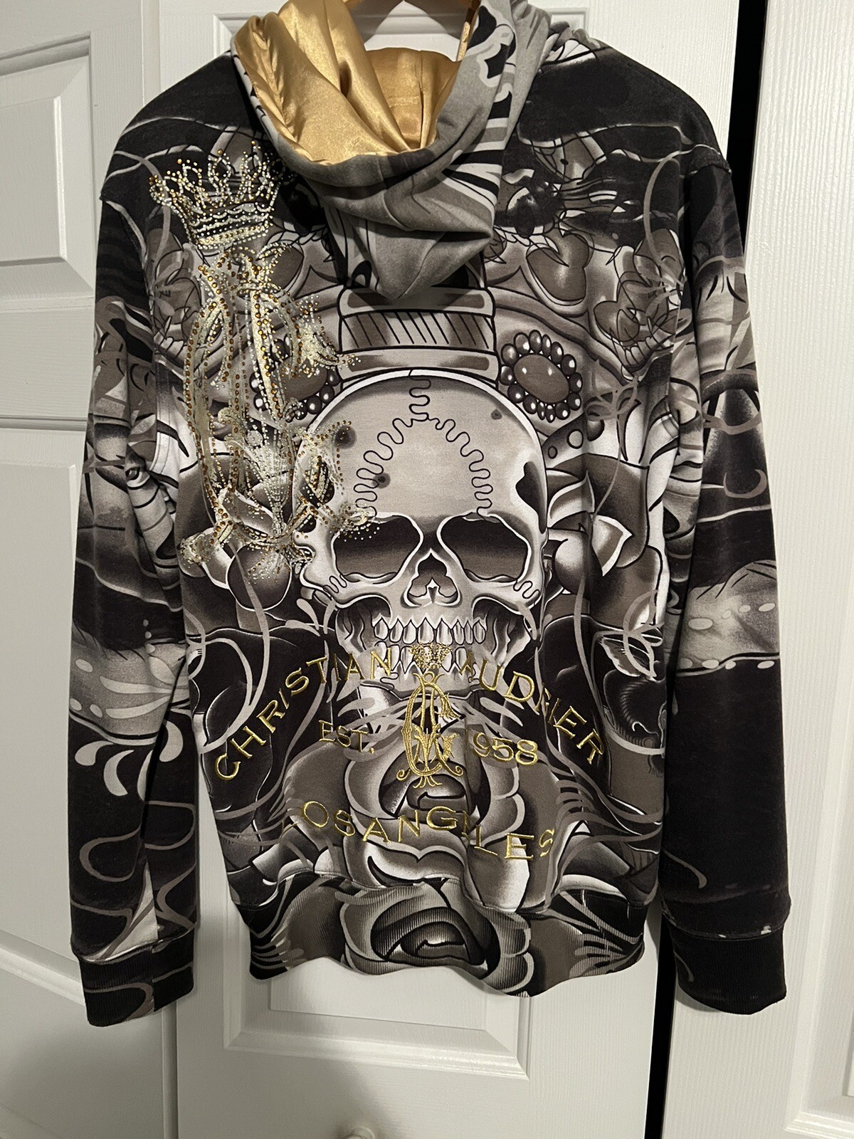 Christian Audigier Los Angeles Skull Hoodie Jacket Vintage Size M eBay