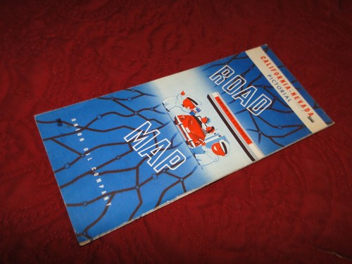 RARE 1950's "UNION 76" Gas & OIL CO. Road Map of CALIFORNIA/NEVADA LOT E-55