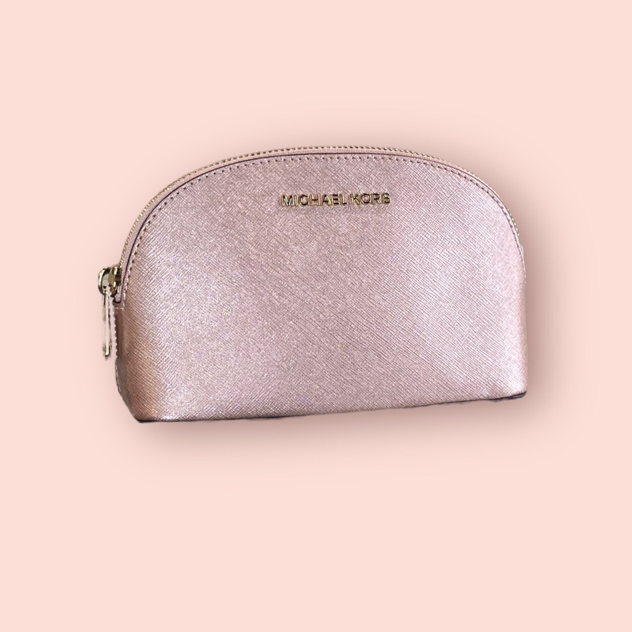 MICHAEL KORS Bag Metallic Pink Cosmetic Case Pearl Leather