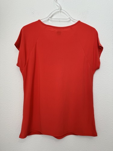 Diana Belle Women's Short Sleeve Orange Blouse Keyhole Embellished Career Small - Picture 2 of 8
