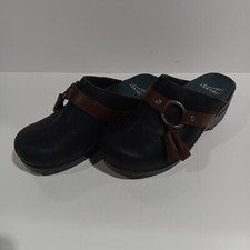 DANSKO Slip On Nursing Clogs Black Leather Shoes w/ Tassels Size US 5.5 UK 36