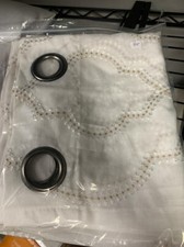 Sumner 84 inch Sheer Embroidered Grommet Top Curtain Panel in Beige