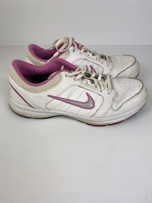 NIKE Steady IX  Size US 11 Womens White Pink Leather Lace Up Shoes Y2K