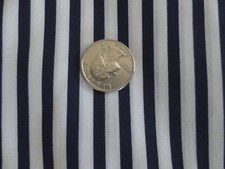 4504. DARK NAVY WHITE STRIPE 65 Dacron 35 Cotton FABRIC - 44" x 6 yds.