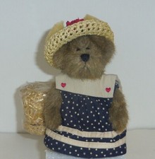 Caroline Mayflower Boyds 6" Americana print dress straw hat bear MWMT new 913958