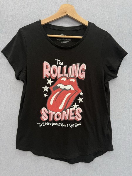The rolling stones top women xtra small XS graphic tee Black 100% Cotton