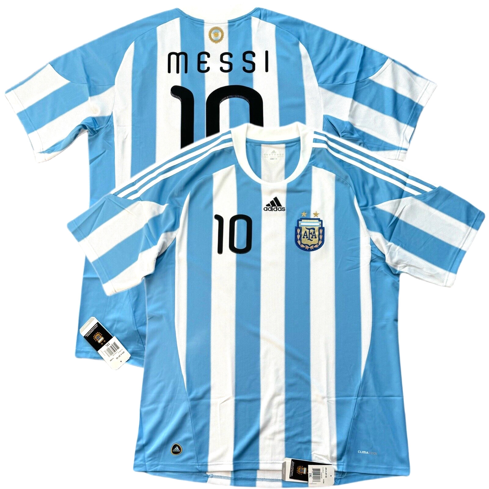 2010 Argentina Home Jersey #10 Messi 2XL adidas World Cup Soccer Vintage kit