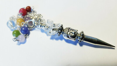 Buddha Metall 7 Chakra Pendel mit Bergkristall Splittern