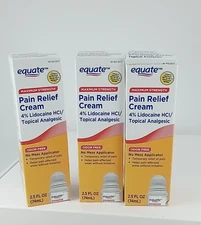 3 PK Equate Max Strength 4% Pain Relieving Cream No Irritation No Burning 2.7 Oz