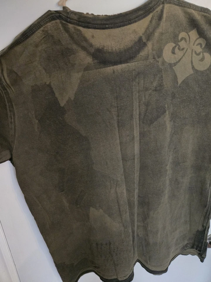 Camiseta Para Hombre De Colección Y2k Distressed Affliction 3XL Verde Militar Foto 3 de 4