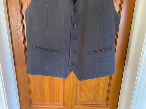 Kenneth Cole 100% Linen Charcoal Grey Waistcoat Top Size L - Picture 3 of 8