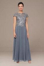 Alex Evenings Womens Size 8 Gray Sequin Evening Dress Gown Cocktail Formal New