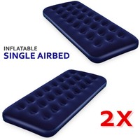 Bestway Single Inflatable Flocked Air Bed Camping Mattress and Electric Pump