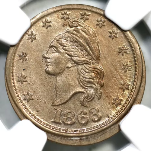 1863 F-1/391d R-7 NGC MS 64 I.O.U. 1 Cent Civil War Token