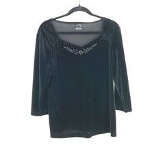 Vintage Studio Embellished Velvet Top Womens L Y2K Witchy Whimsigoth Grannycore