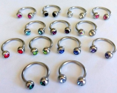 Horseshoe Nipple Piercing Ring Jewelry 14g Surgical Steel 1/2" CZ Horseshoe Nipple Piercing Ring Jewelry 14g Surgical Steel 1/2" CZ