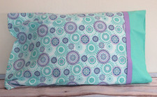 Pair of Pillowcase Whimsical Beautiful Geo Florals - SET Standard/Queen Handmade