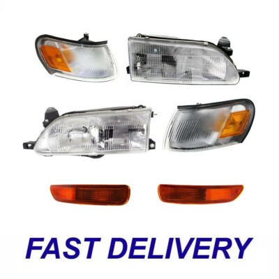 New Set of 6 Driver and Passenger Side Auto Light Kit Fits 93-97 Toyota Corolla