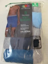 Fruit of the Loom Mens Tag-Free Knit Boxers, 5 Pack, Size S