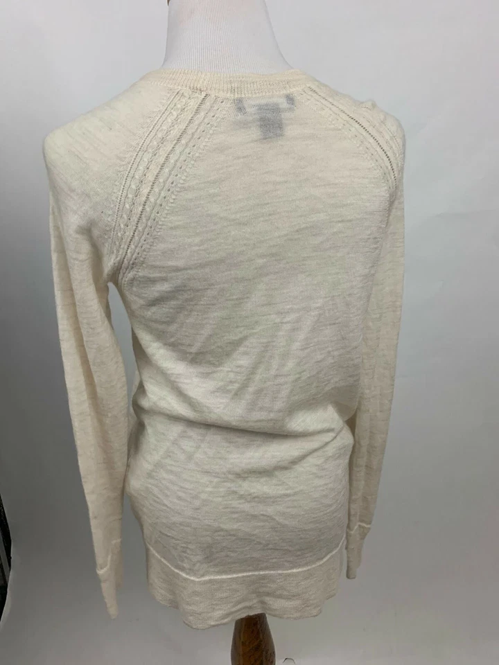 LANDS END ivory lightweight merino wool long cardigan sweater Women's XS - Image 3 of 4