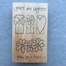 Smiles & Laughter You've Got A Friend Rubber Stamp Print Works Collection