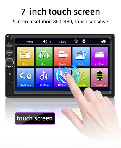 7" Double 2DIN Touch Screen Car Stereo FM MP5 Player Bluetooth Radio USB AUX - Picture 4 of 15