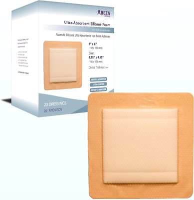 Super-Absorbent Silicone Foam Wound Dressings - Waterproof, 20 PCS, Sterile
