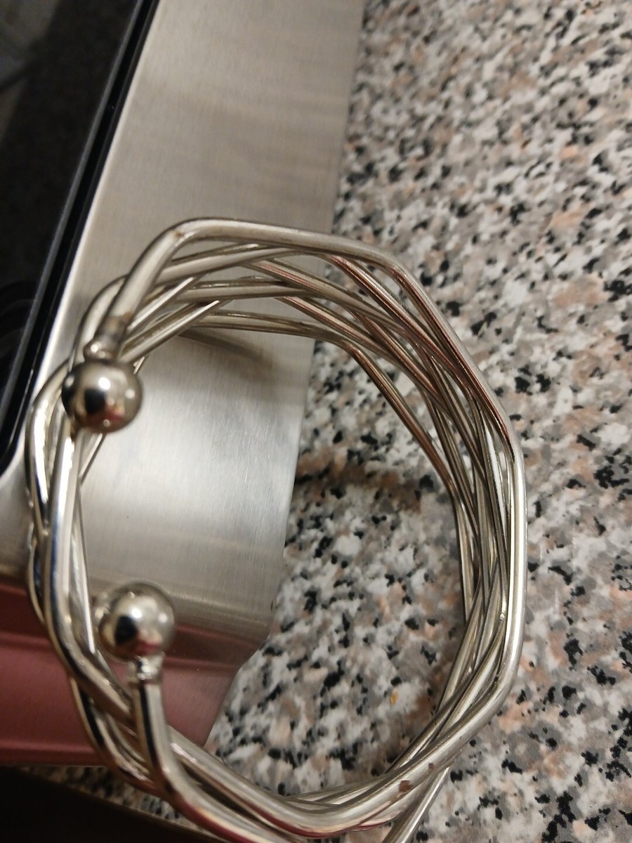Vtg Connected Multi-Layer (6) Bangles Bracelet Hexogon Shapes