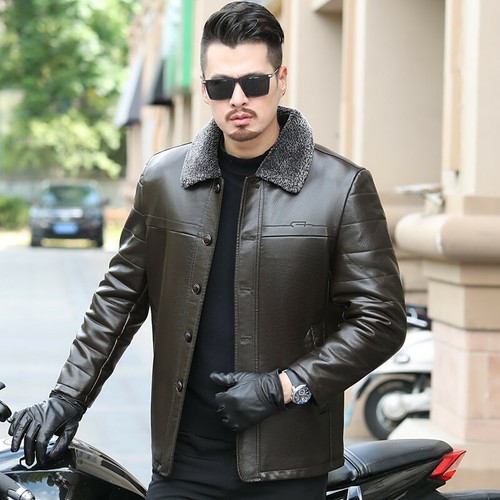 Mens Winter Real Leather Fleece Lining 